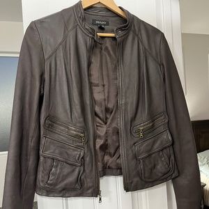 Brown Real Leather Jacket Size M